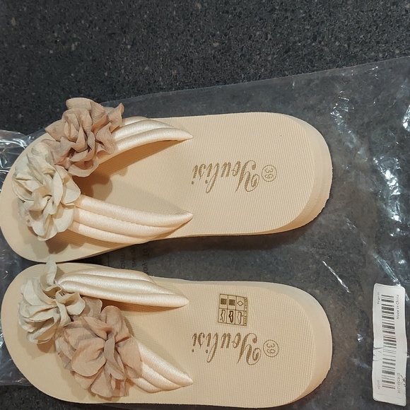 Women's Sandals 39/ 8 1/2  rose &.beige NWT Youlisi  1 inch heel - Picture 5 of 10